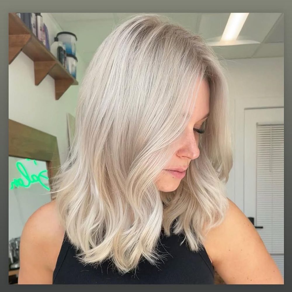 Icy blonde lob