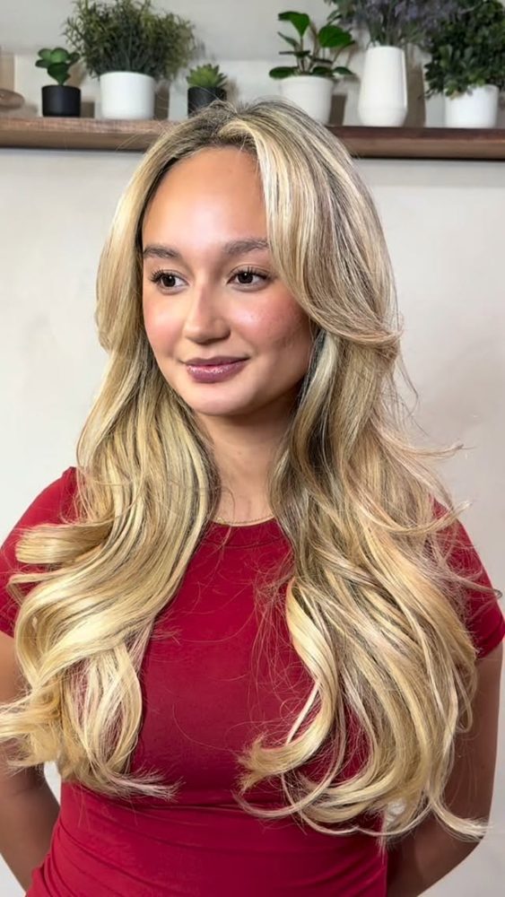 Full highlight with hand-tied extensions